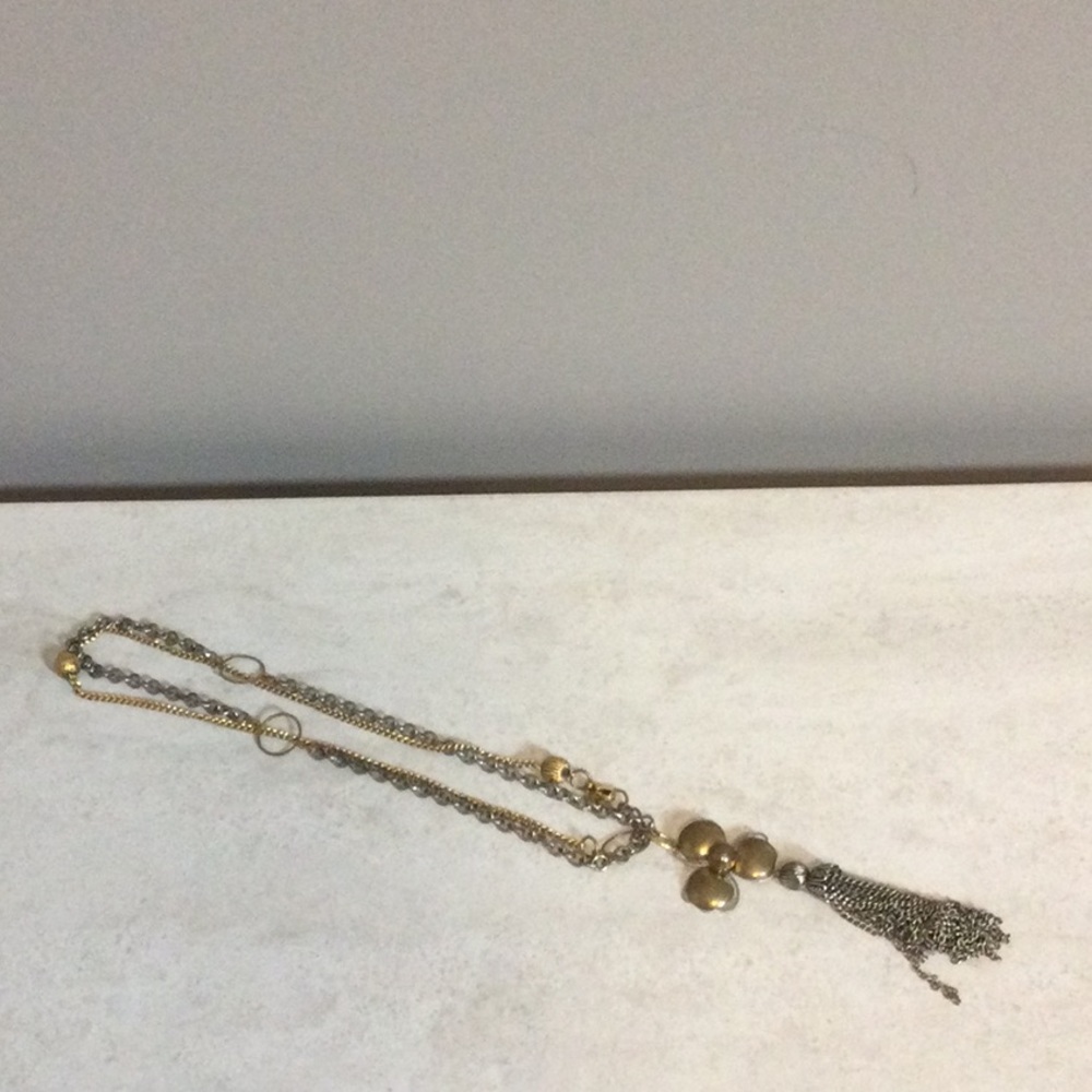 Lenora Dame gold/silver shamrock drop necklace
